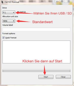 FORMATIEREN DER HOCHKAPAZITÄT USB / SD