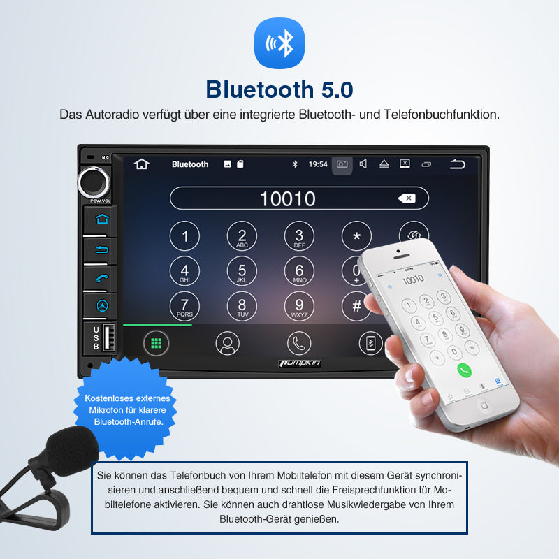 Pumpkin 7 Zoll Touch Screen Universal 2 DIN Eingebautes DAB Android 11  Autoradio – Autojoy-DE