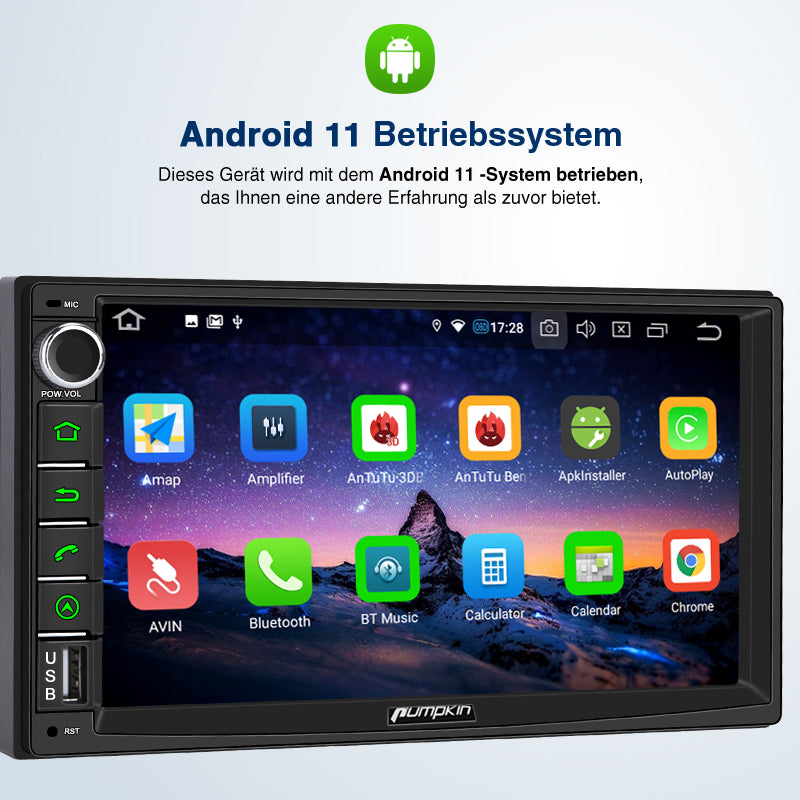 Pumpkin 7 Zoll Touch Screen Universal 2 DIN Eingebautes DAB Android 11  Autoradio – Autojoy-DE