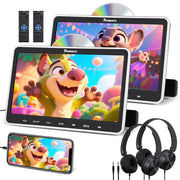 10,5 Zoll DVD Player Auto 2 Bildschirme Slot-In-Design Kopfstützen DVD Player Auto TV für Kinder mit 2 Kopfhörern und HDMI