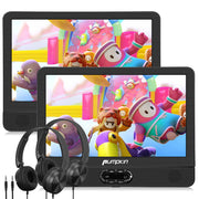 Pumpkin DVD Player Auto Kopfstütze mit Zwei 12 Zoll Bildschirmen, Tragbarer DVD Player mit eingebautem Akku, Zwei Stereolautsprecher Design, Unterstützt USB/SD