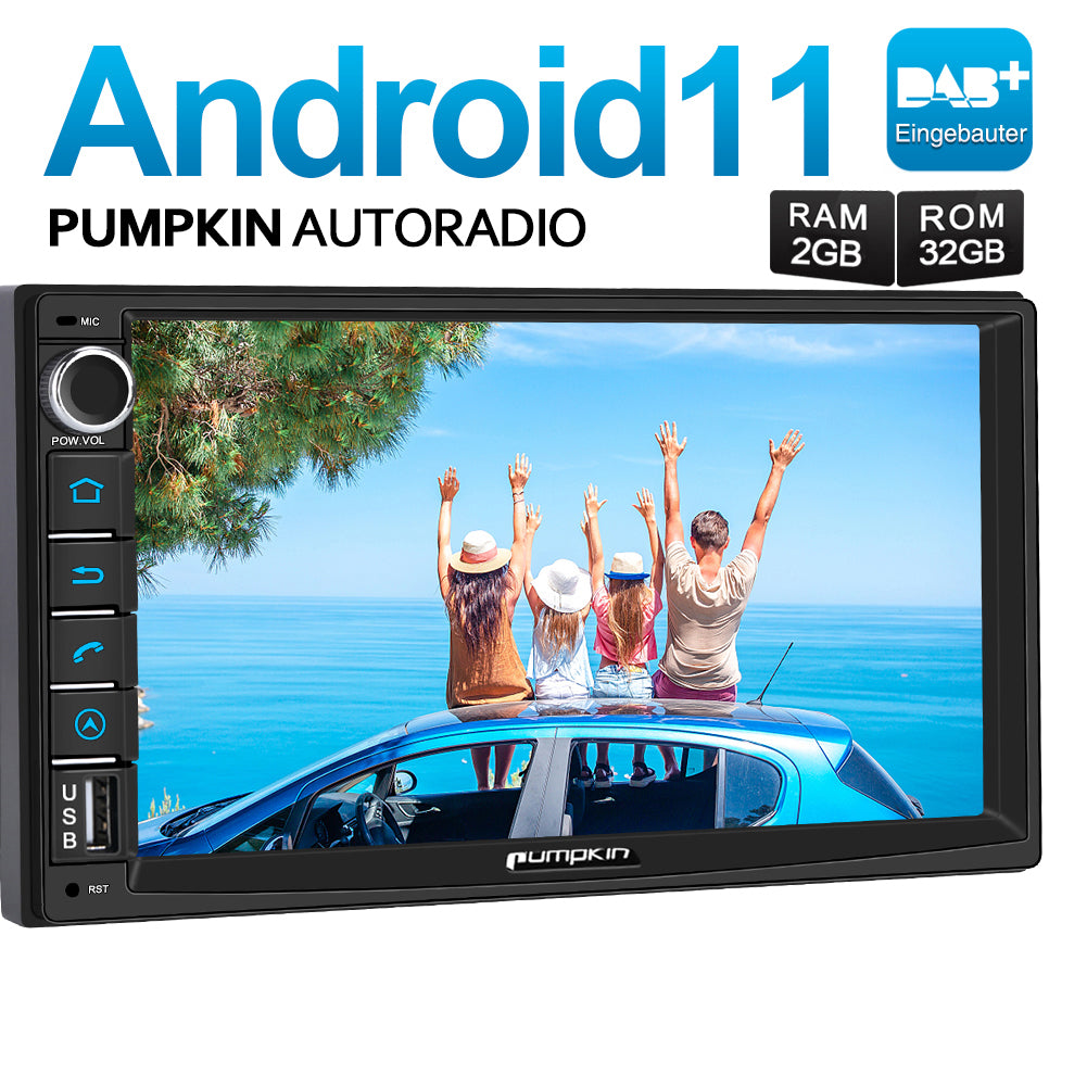 Pumpkin 7 Zoll Touch Screen Universal 2 DIN Eingebautes DAB