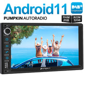Pumpkin 7 inch touch screen universal double DIN built-in DAB Android 11 car radio with navigation Bluetooth