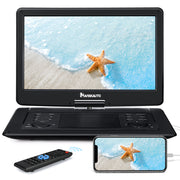 NAVISKAUTO Tragbarer DVD-Player, 15,6-Zoll-HD-Großbildschirm mit 5000-mAh-Akku und USB/SD-AV-Eingang und HDMI-Ausgang