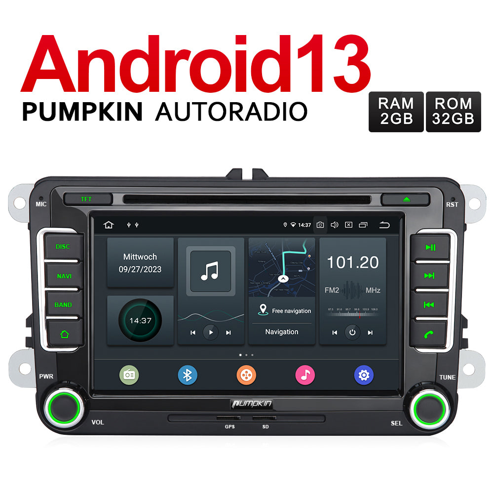 Pumpkin 9 Zoll Android 11 VW Golf 5 Autoradio mit Rückfahrkamera – PumpkinDE
