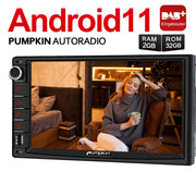 Pumpkin 7 Zoll Touch Screen Universal Doppel DIN Eingebautes DAB Android 11 Autoradio mit Navi Bluetooth Kamera (2GB RAM+32GB ROM)