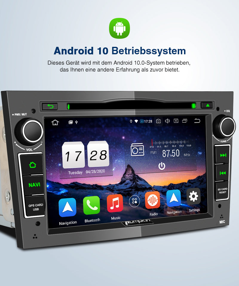 Pumpkin Android 10 Doppel Din Autoradio für Opel mit 7 Zoll