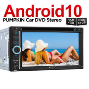 Pumpkin Android 10 Universal Car Radio with 6.2 Inch G+G Double Glass Touch Screen and 4GB RAM 64GB ROM, Supports Android Auto CarPlay DAB