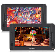 Pumpkin 10.1 Zoll Dual Monitor Kopfstütze DVD Player für Auto und Kinder, 5 Stunden Spielzeit, unterstützt USB/SD/MMC, AV Ein- und Ausgang, Last Momory